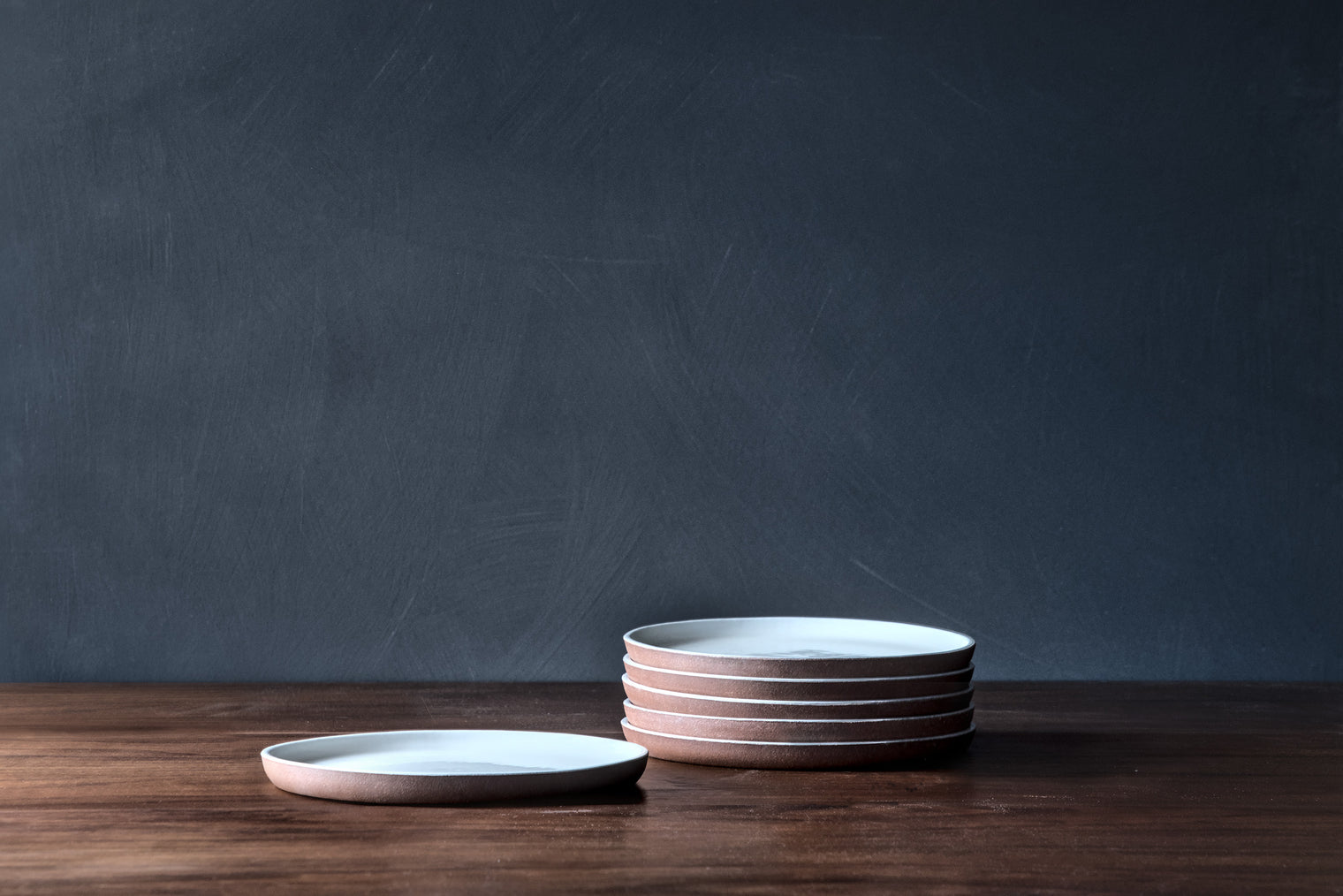 White Dinner Plates on Red Clay - Set of 6
