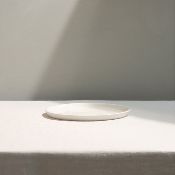 White stoneware dinner place