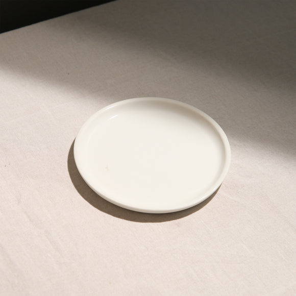 Handmade dessert plate in white stoneware