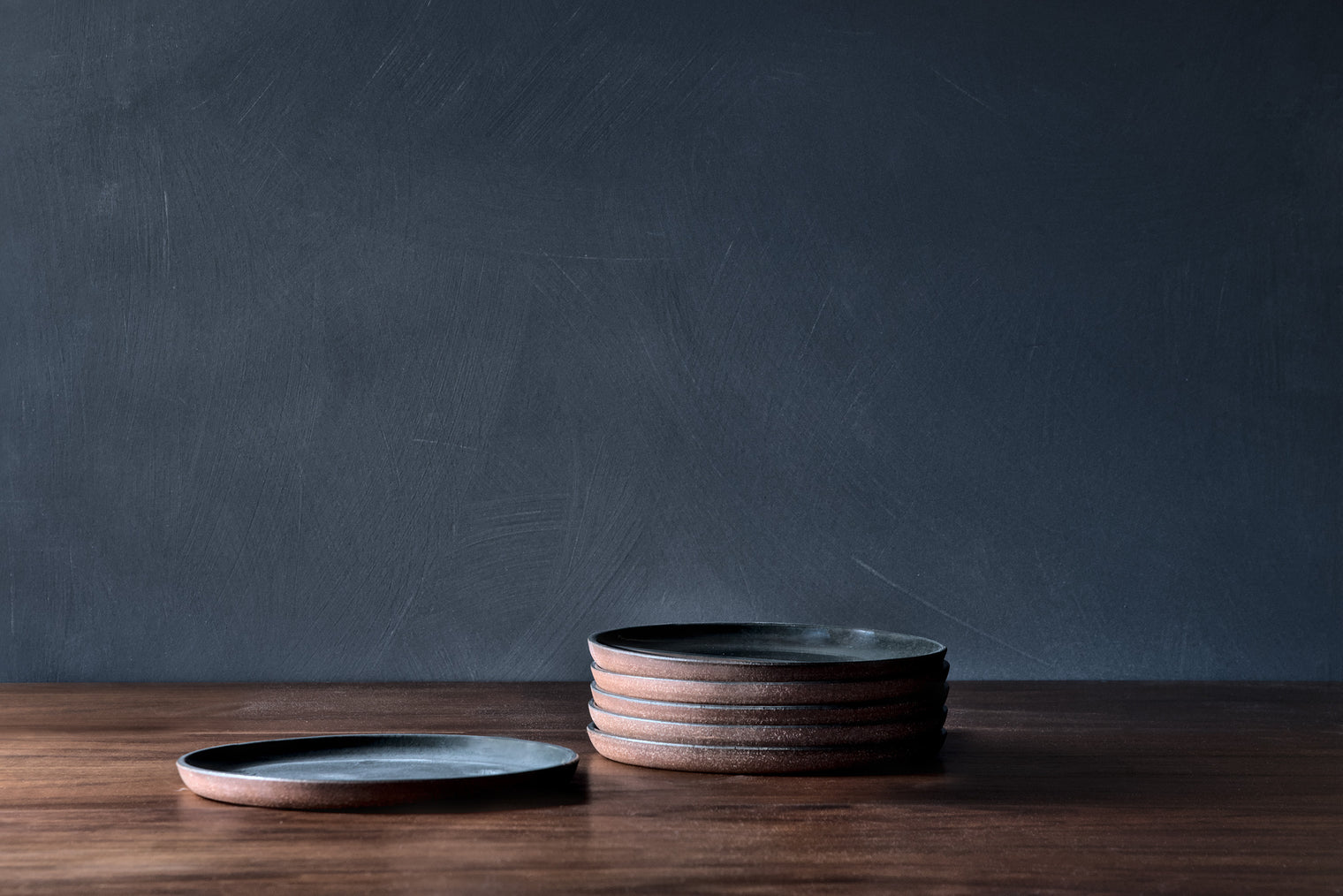 Charcoal Dinner Plates on Red Clay - Individual