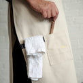 Towel holder on canvas apron