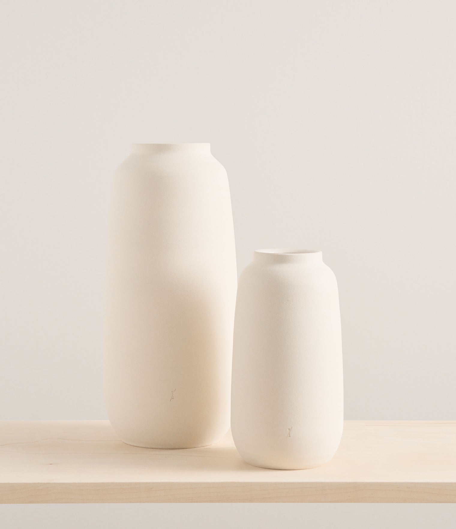 Textured white vases by L'Impatience ceramics in Kingston New York