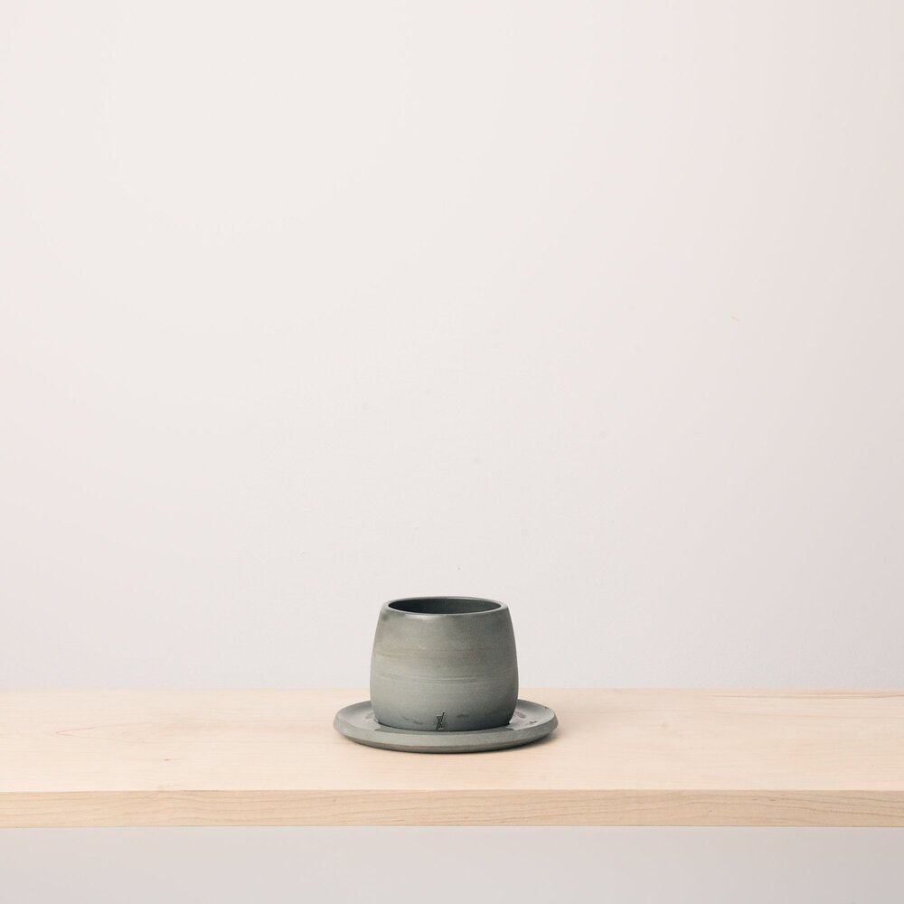 Handmade espresso cup in forest green