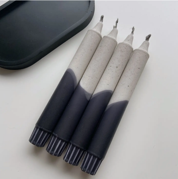 _Set of 4 dip dye taper candles - Granite style